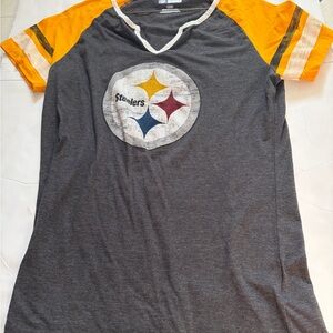 NFL Steelers Gray and Yellow Short Sleeve Tee